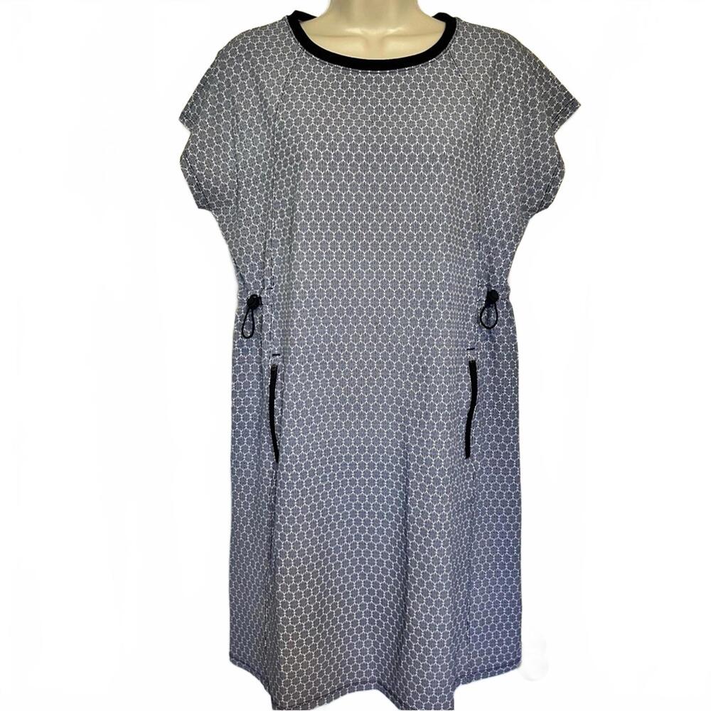 T by Talbots Casual City Chic Navy & White Pattern Dress | Size Medium Petite